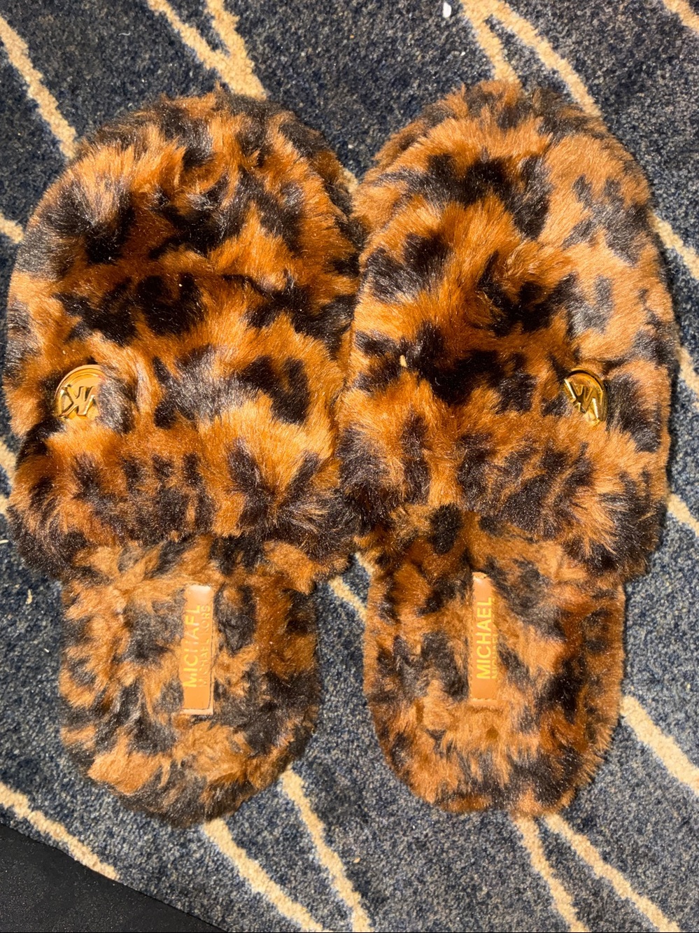 Michael Kors Leopard-Print Faux Fur Jet set Slippers